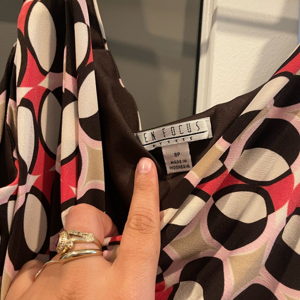 Enfocus Studio Black and Red Geometric Midi Dress - Picture 3 of 3